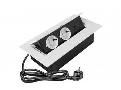 Zásuvka výklopná SOFT 2x230V 2xUSB(1xA, 1xC) biela