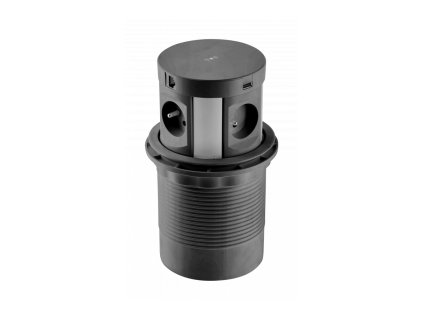 Zásuvká COMFORT 4x230V 2xUSB 2xRJ45 120mm čierna