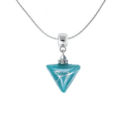 Turquoise Triangle nyakék színtiszta ezüsttel a Lampglas gyöngyben