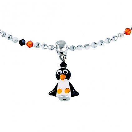 Játékos Penguin nyaklánc Lampglas gyönggyel