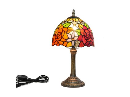 Tiffany stolná lampa Color Rose 107 Huizhou Oufu Lighting v.36xš.20, sklo/kov,40W