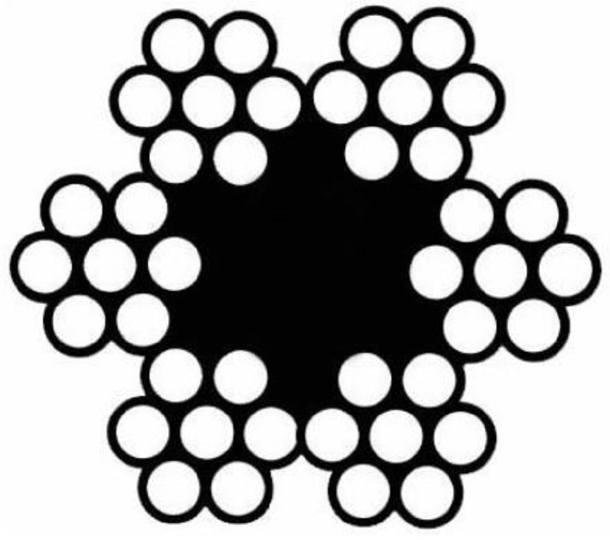 Šestipramenné lano - 6x7 - FC Lano - průměr: 2,5 mm, Pevnost: 1770 MPa, Provedení: Pozink