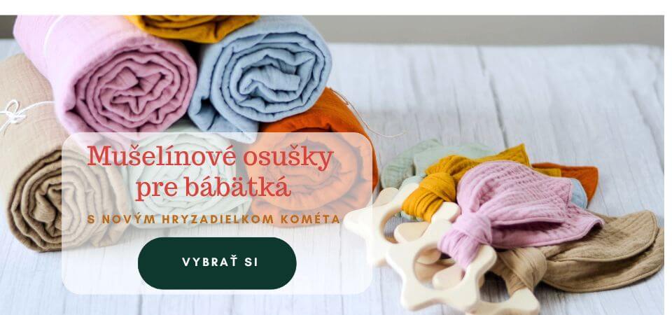 Mušelínové osušky s dreveným hryzadielkom kométa