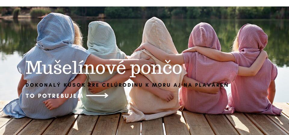 Mušelínové plážové pončo pre deti, ženy aj mužov, pre celú rodinu