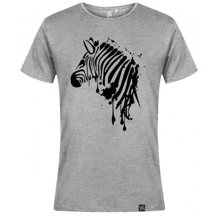 Tričko pánské - Zebra (Velikost S, Barva šedý melír)