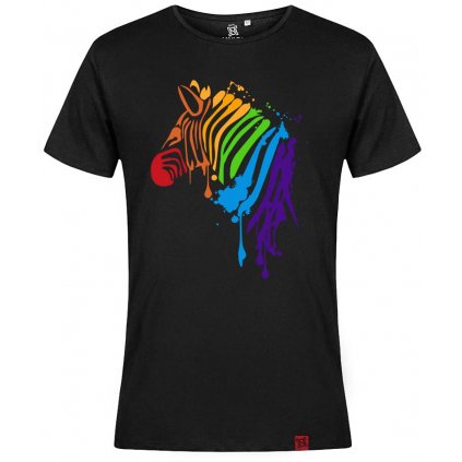 Tričko pánské - Rainbow zebra (Velikost XS, Barva bílá)