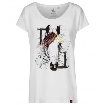 Tricko damske abstract horse bila oversize