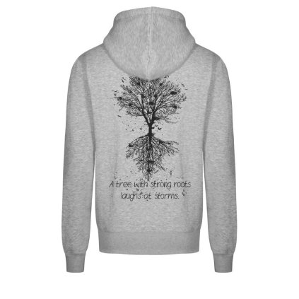 Mikina panska na zip Strong roots melirova