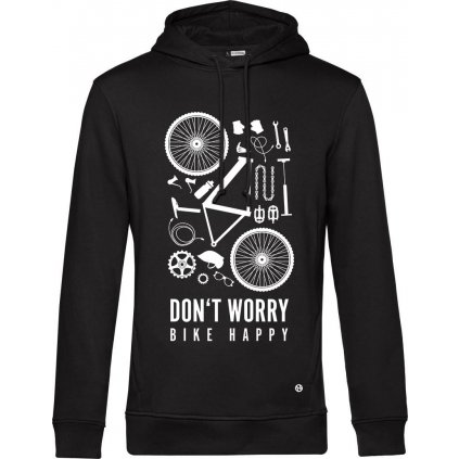 Don't worry bike happy mikina panska cerna