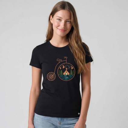 Tricko damske Premium Zpatky v case cerne