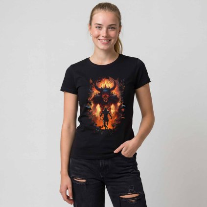 Tricko damske Premium Flames of the Underworld cerne