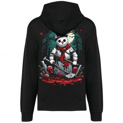 Creepy Xmas Sněhulák mikina unisex oversize cerna zada