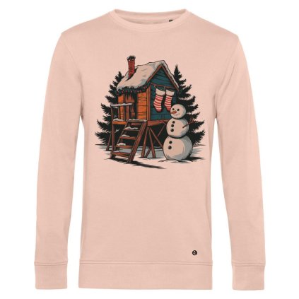 Snehulak u chaloupky mikina crewneck svetle ruzova
