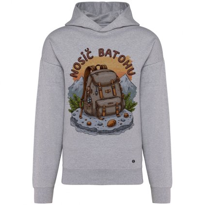 nosic batohu mikina unisex oversize sedy melir