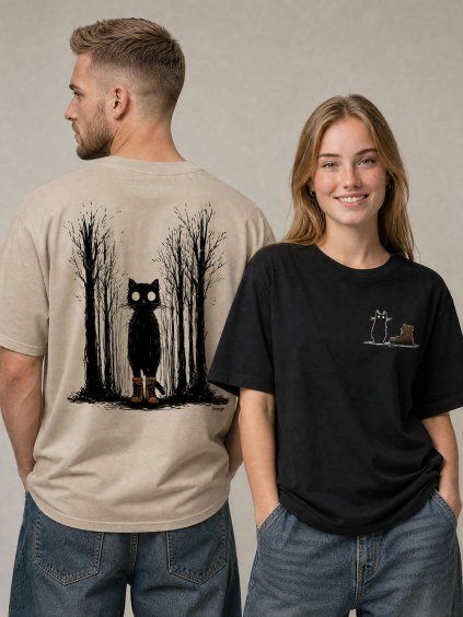 Kocour v botach tricko unisex cerna2