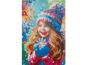 Holčička a sněhová vločka - vymalovaný obraz