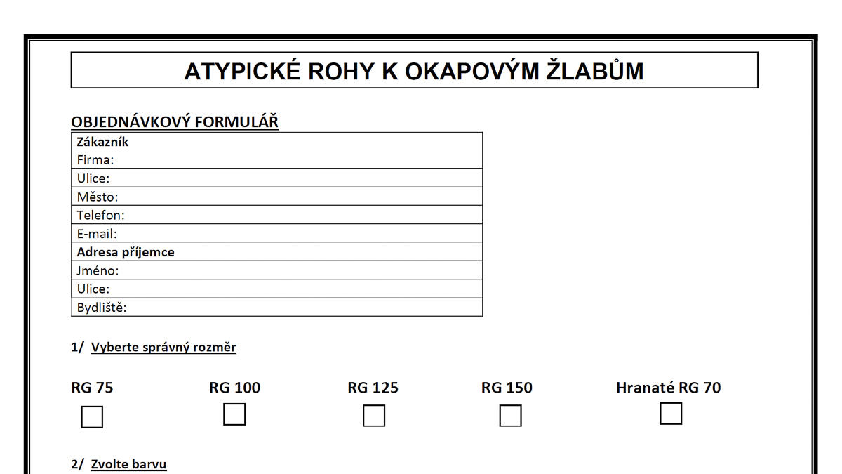 Náhled: Atypické rohy Marley – formulář