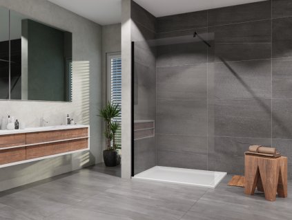 Sprchová zástěna Walk-IN 1200, černá, čiré sklo