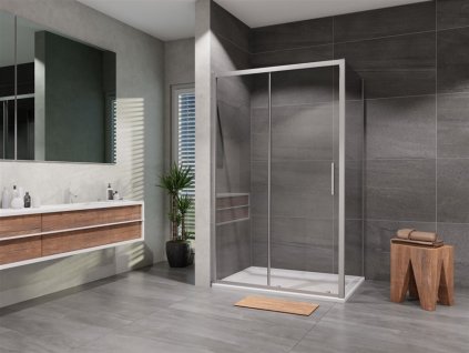 Sprchový kout čtverec Vati 1000x1000, chrom, matné sklo, včetně vaničky