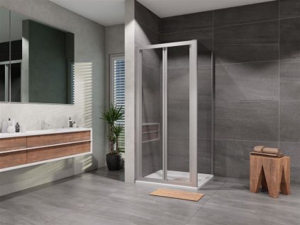 Sprchový kout čtverec shrnovací Elisa 900x900, chrom, čiré sklo