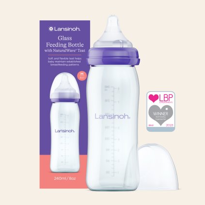 Lansinoh Sklenená dojčenská fľaša s NaturalWave® cumľom 240ml2