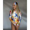 Swimwear with long sleeves, colored, TROPICAL