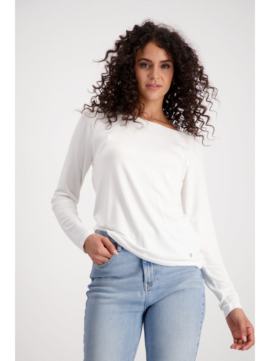 Basic Shirt mit Glanznaht Off White monari 20871