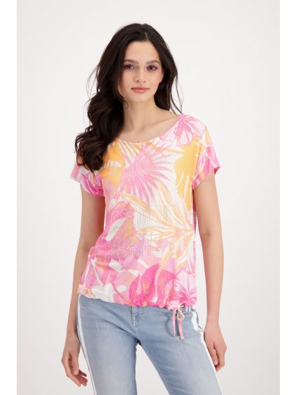 Blumenmuster Shirt mit Tunnelzug Pink Orange monari 80841
