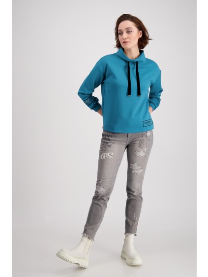 Sweatshirt mit Samtbaendern Petrol monari 16919