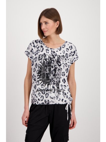 Animal print Shirt mit Tunnelzug Schwarz Weiss monari 82841