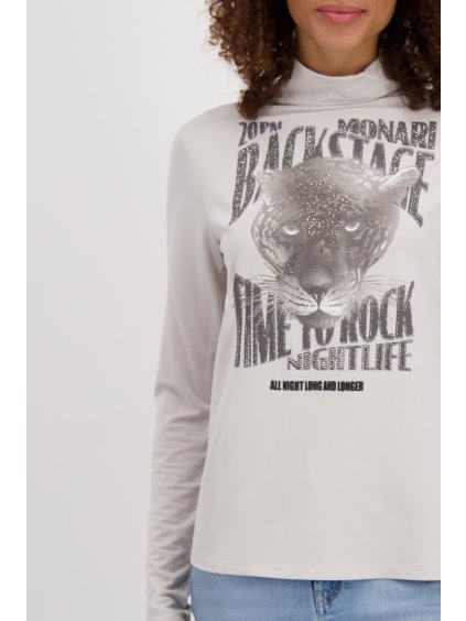 Shirt mit Leopardenkopf Grau monari 37146