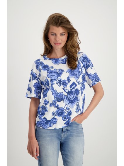 T Shirt mit Blumen Mehrfarbig Blau gemustert monari 14636