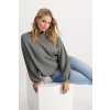 Geschmueckter Pullover zum Raffen Khaki monari 15054