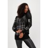 Jacquard Longpullover im Karo Design mit Kapuze Schwarz Grau monari 18765