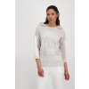 Schimmernder Strickpullover mit drei viertel Arm und Kapuze Beige monari 93998