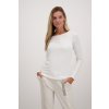 Basic Langarm Shirt aus elastischer Qualitaet Weiss Off White monari 28915