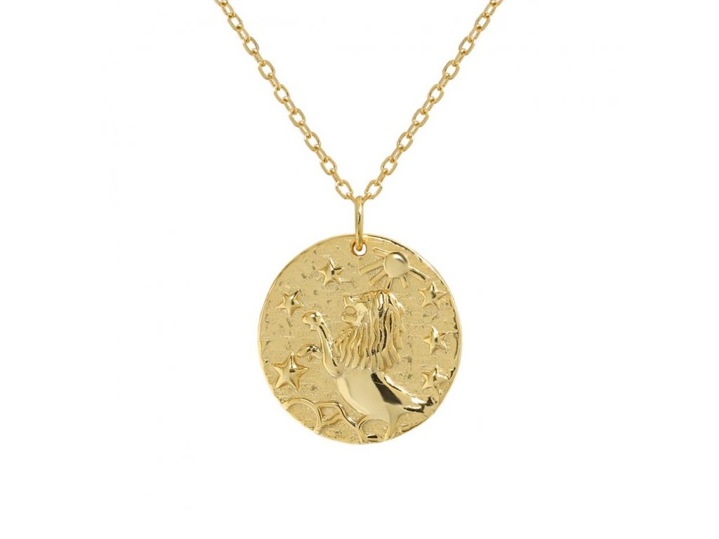 medailonek na krk, znamení zvěrokruhu, lev, zlatý, dárkové balení