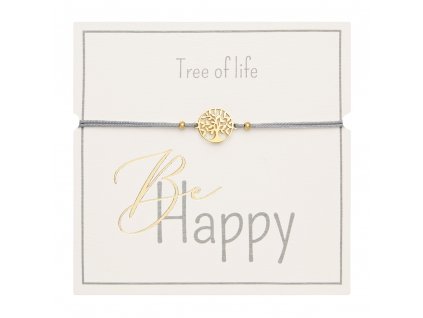 Náramek BE HAPPY - zlato - strom života