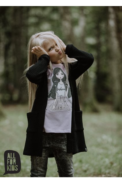 Dívčí svetr kardigan černý