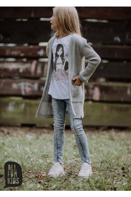 Dívčí svetr kardigan šedý