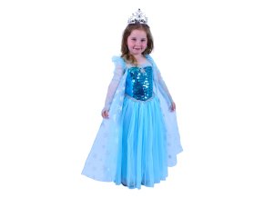 DĚTSKÝ KOSTÝM SNĚHOVÁ PRINCEZNA, šaty typ Elsa, vel. 110-116cm