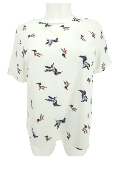 bílá halenka s ptáčky  PRIMARK