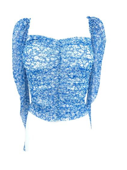 modrý crop top  NEW LOOK