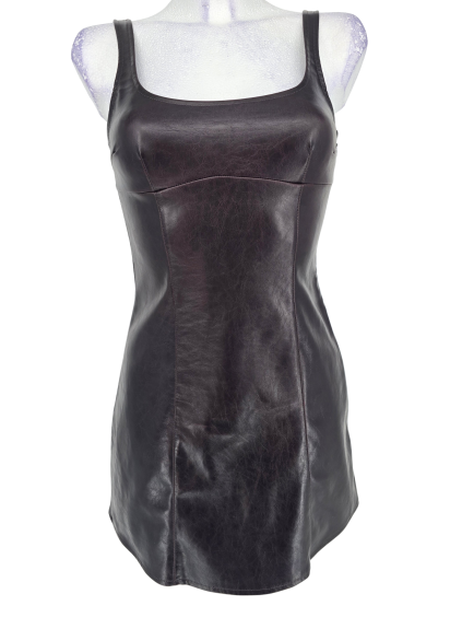 hnědé koženkové mini šaty H&M