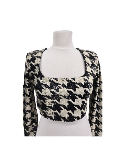 černobílý flitrový top ZARA