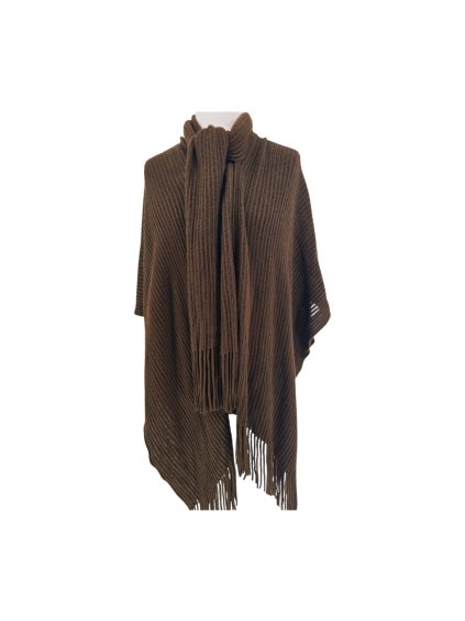 hnědé pončo / přehoz s šálou