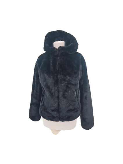 černá kožešinová bunda  PRIMARK