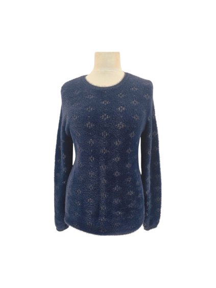 modrý měkoučký svetr se zlatou nitkou DAMART