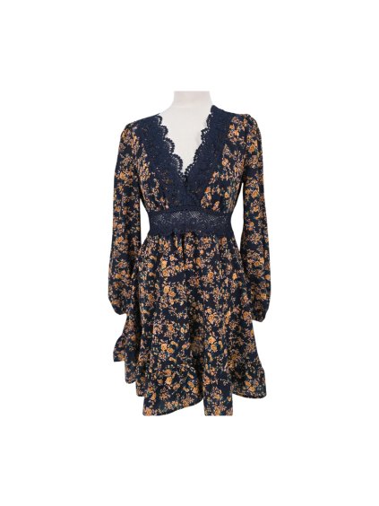 modré šaty s krajkou  SHEIN