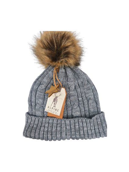 šedá čepice s bambulí ALPINE